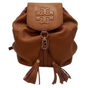 Tory Burch Brown Leather Backpack with Tassels